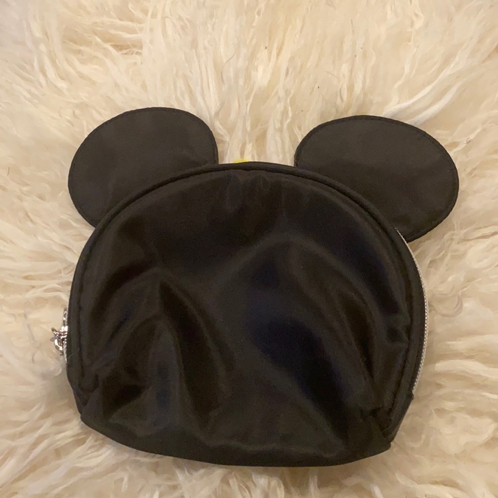 Black Disney MICKY mini cosmetics Nylon bag silver hardware